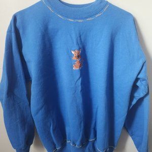90's Hanes Vintage Cat Sweater in Blue, Men's (Size Medium)